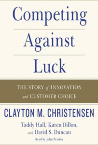 The cover of the book "Competing Against Luck" by Clayton Christensen.