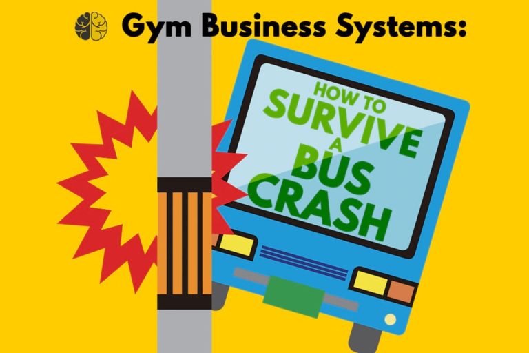 A cartoon bus smashing into a pole - gym business systems - how to survive a bus crash