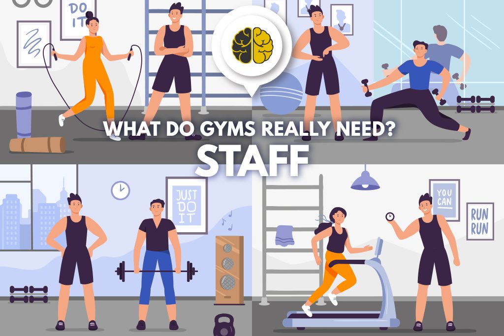 Illustration of a coach working with clients at a gym