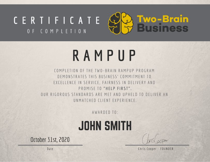 Ramp up certificate
