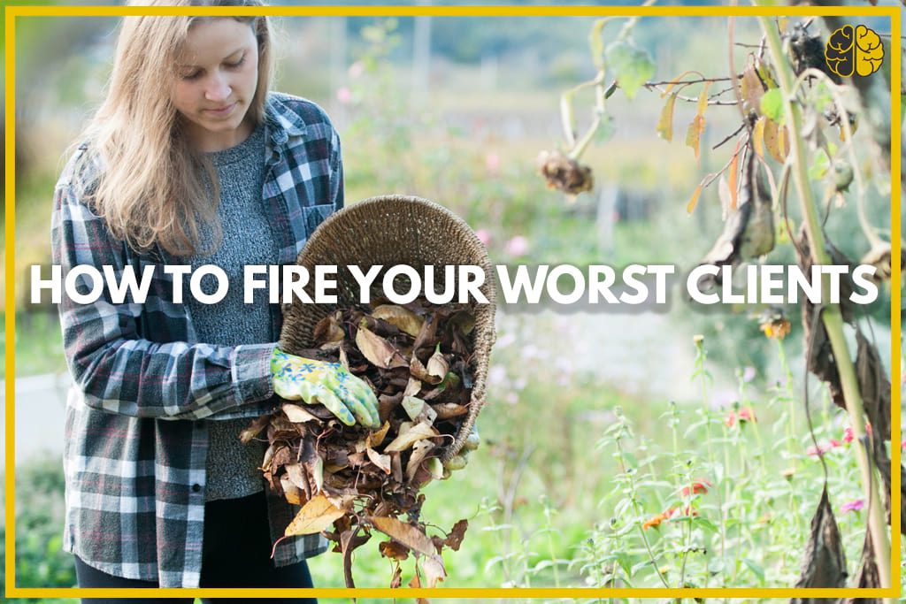 A woman dumping dead leaves in to compost - how to fire your worst clients