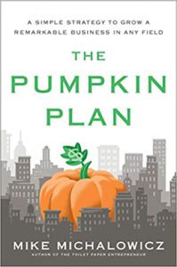 The cover of the book "The Pumpkin Plan" by Mike  Michalowicz.