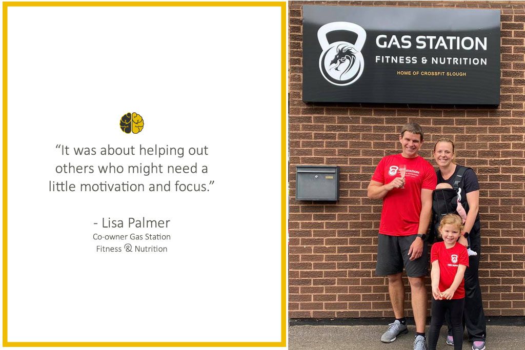 Lisa and David Palmer in front of Gas Station Fitness and Nutrition