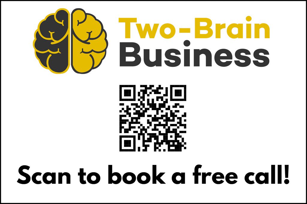 An example of the reverse side of a business card with a QR code and call to action.