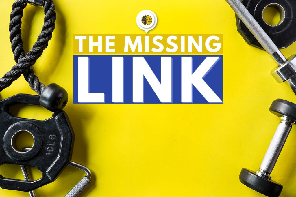 The missing link - crossfit equipment on a yellow background