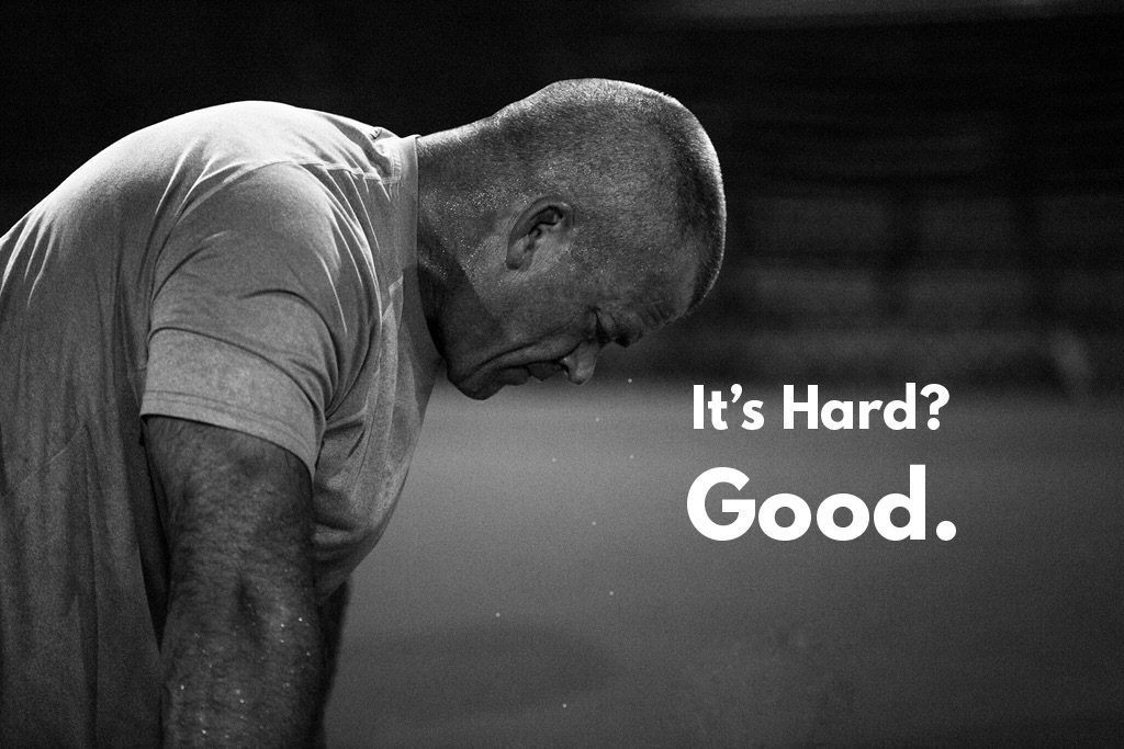 Jocko Willink rests and drips sweat after a hard workout.