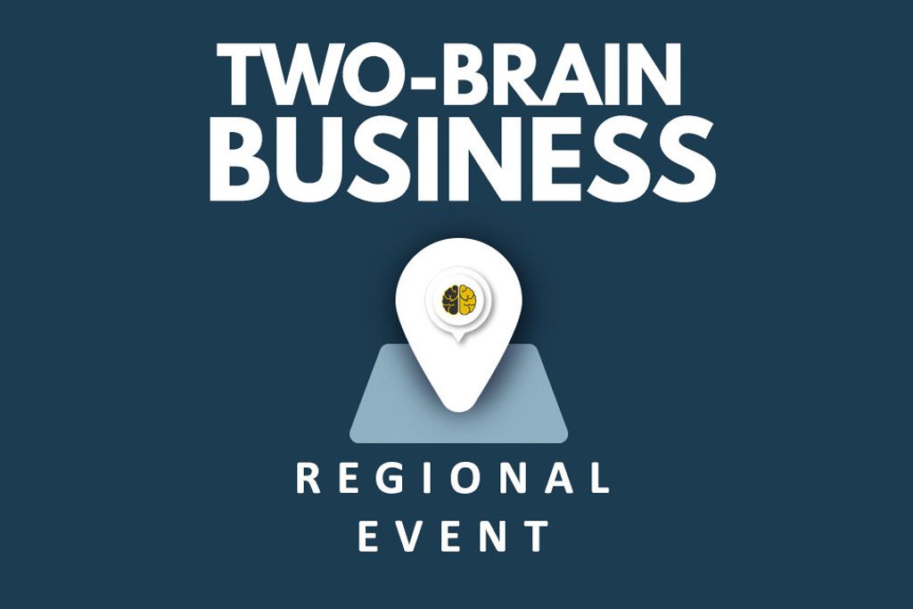 A blue graphic with the words "Two-Brain Business Regional Event."