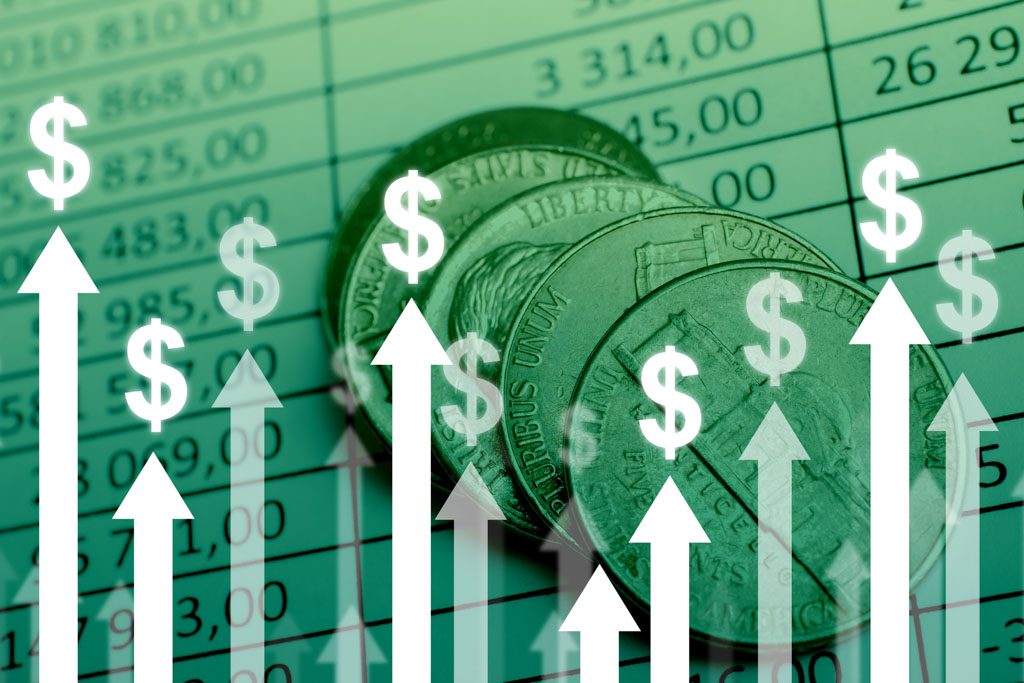 A graphic showing financial statements and dollar signs to illustrate sound gym accounting.