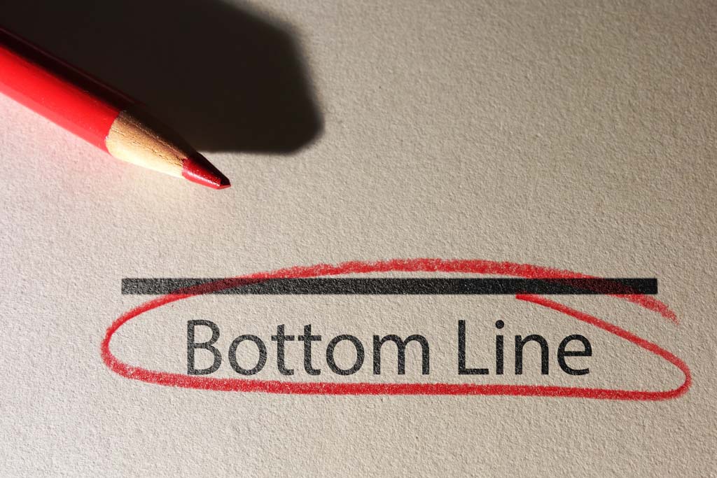 The words "bottom line" circled in red.