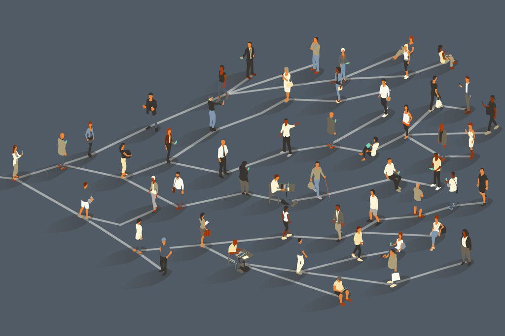 A graphic showing how one client can create a network of many through referrals.