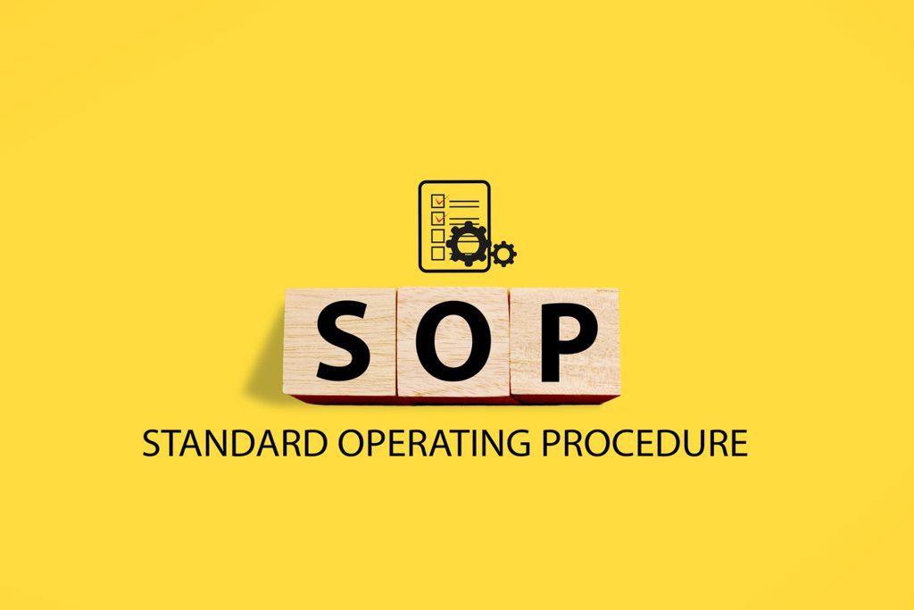 On a yellow background, the words "standard operating procedure."