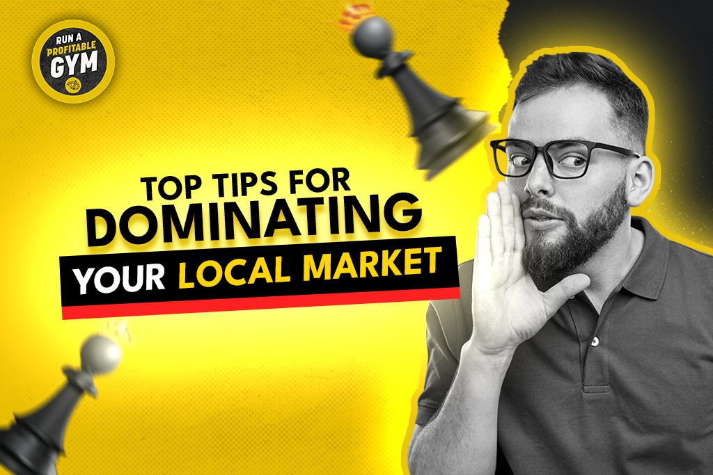 A man whispering the words "Top Tips for Dominating Your Local Market."
