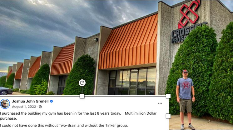 A photo of Josh Grenell sharing how Two-Brain Business helped him buy a building.
