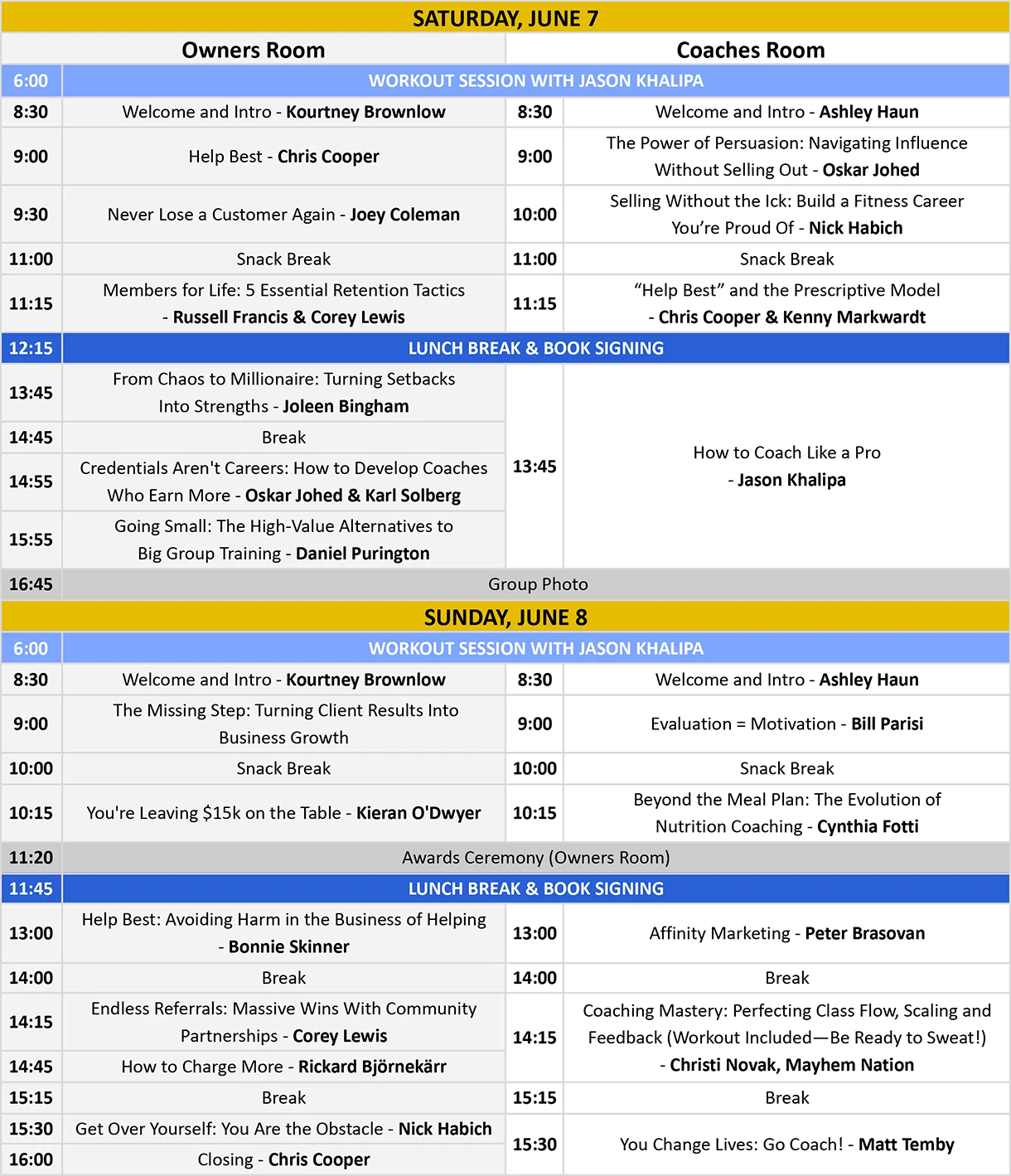 2025 Summit Schedule