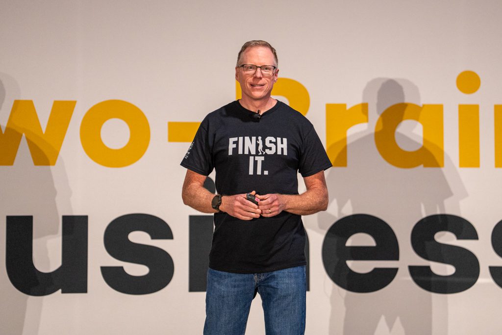 Two-Brain founder Chris Cooper speaks at the Two-Brain Summit.