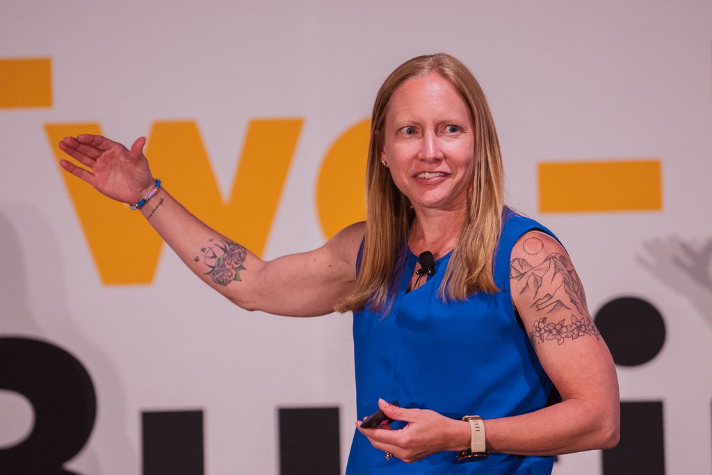 Joleen Bingham speaks at the Two-Brain Summit.