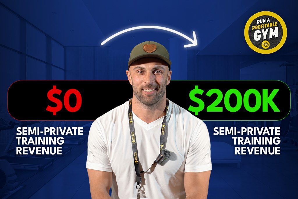 Gym owner Erik Zeyher with text: $0 to $200K in Semi-Private Training Revenue