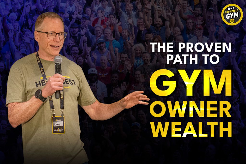 Two-Brain founder Chris Cooper with text "The Proven Path to Gym Owner Wealth"