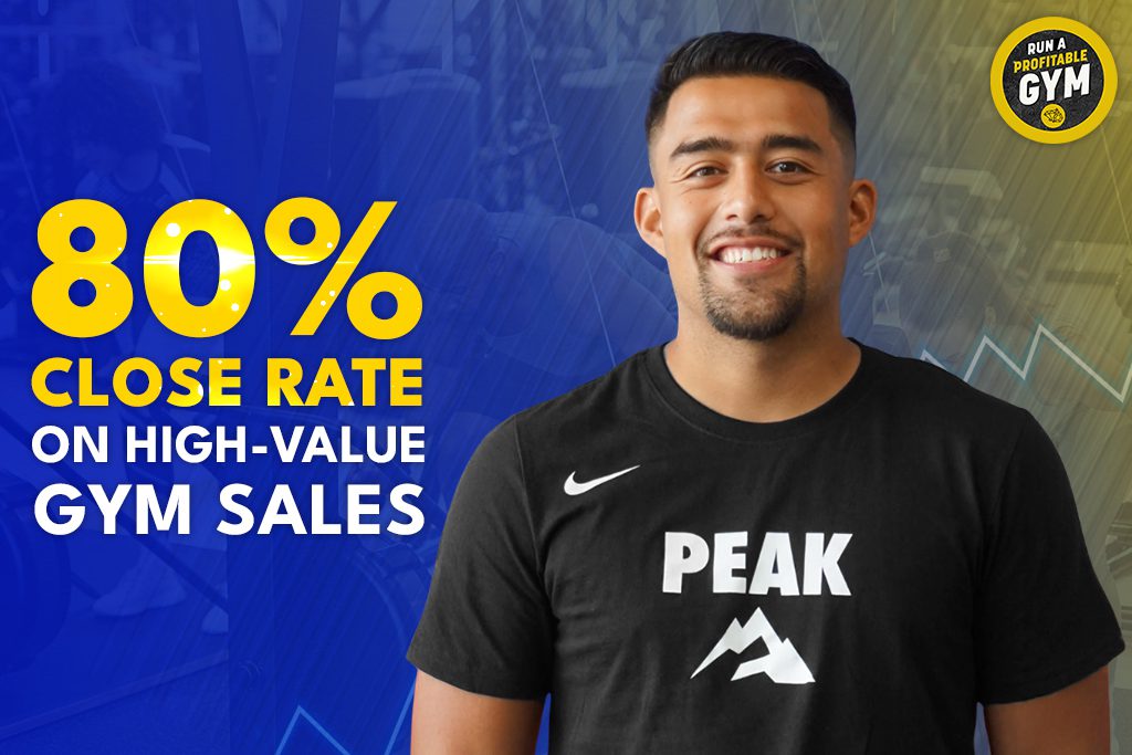 Gym owner Kevin Munoz with text "80% Close Rate on High-Value Gym Sales"