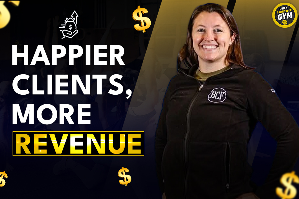 CrossFit gym owner Toni Roy with text "Happier clients, more revenue"