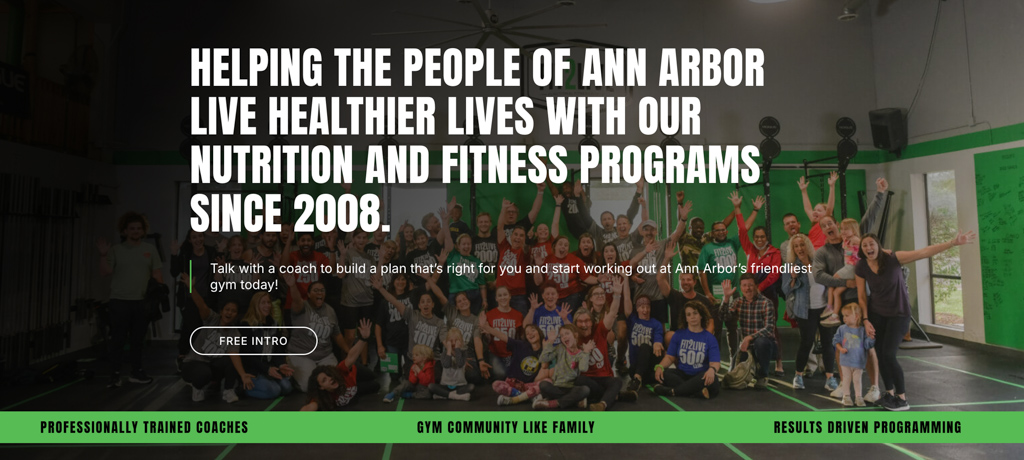 A screen shot of the landing page of the Fit2Live website