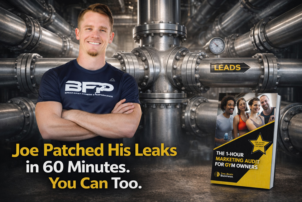 A photo of Joe Rouse in front of a large number of pipes, with the text "Joe Patched His Leaks. You Can Too."