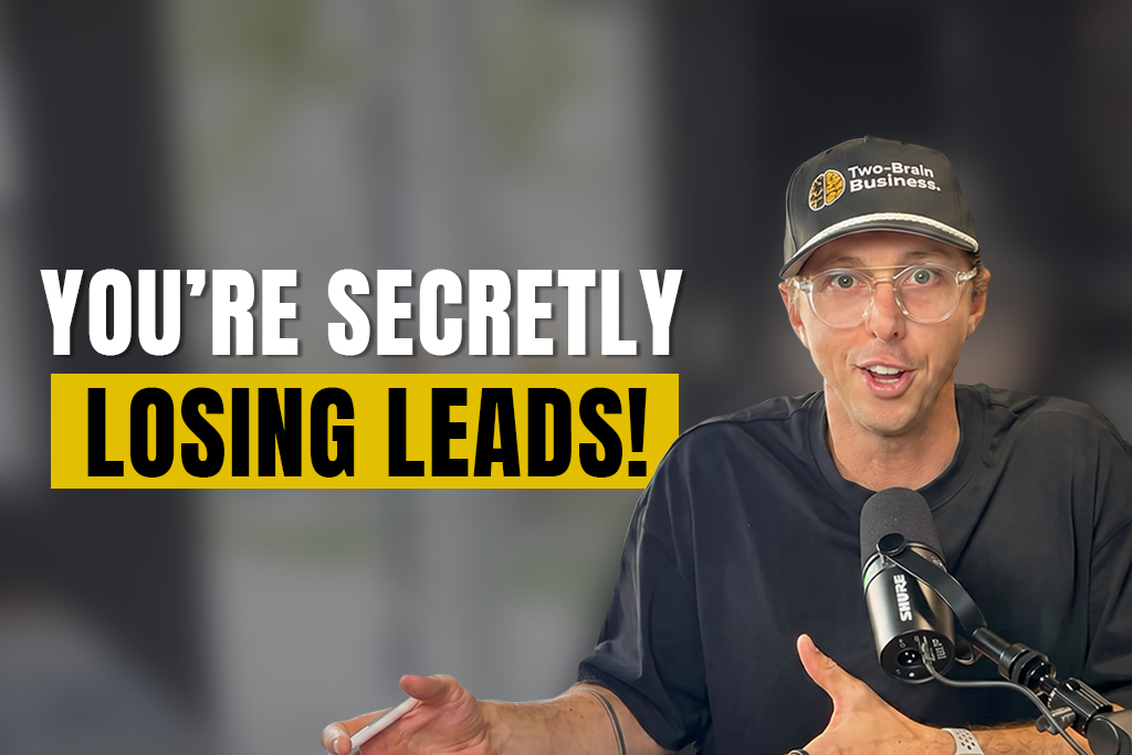 Two-Brain CEO John Franklin with text "You're secretly losing leads!"