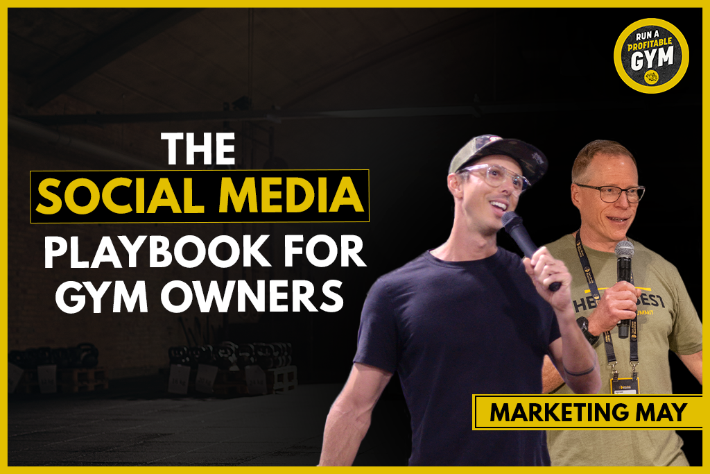 Two-Brain CEO John Franklin and founder Chris Cooper with text "The Social Media Playbook for Gym Owners"