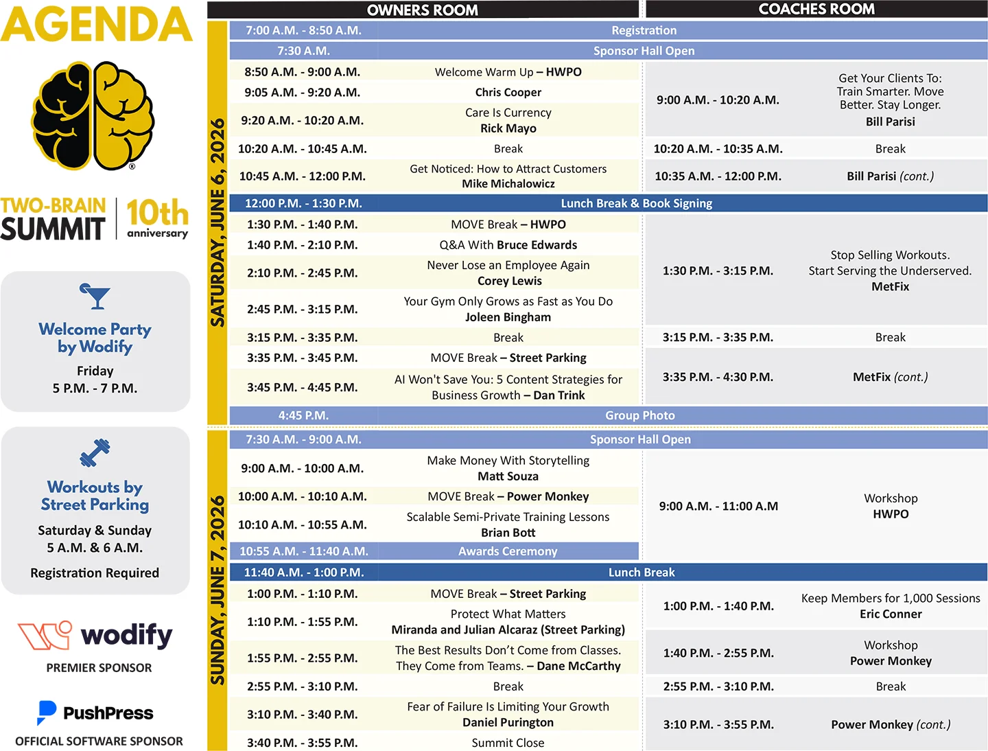 Two-Brain Summit 2026 Schedule