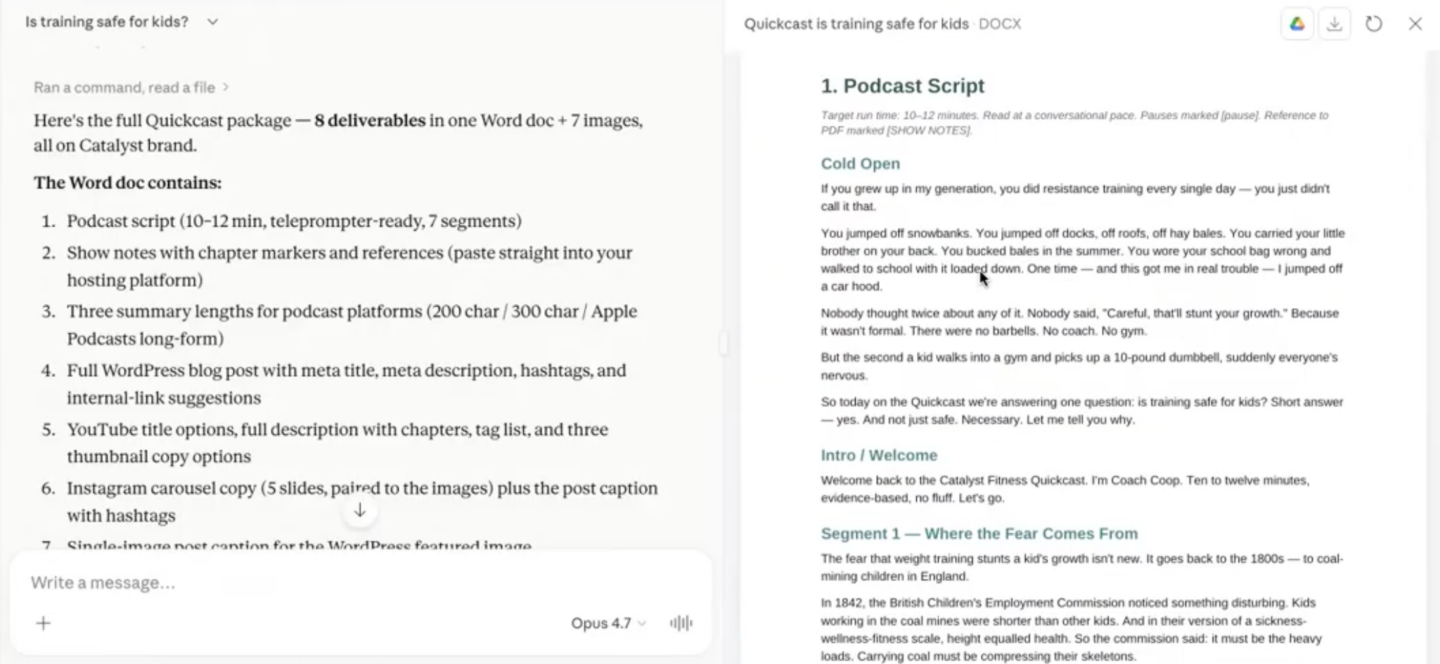 Screenshot of Chris Cooper's screen in Claude