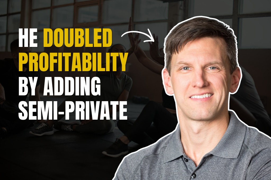 Iron Tribe gym owner Jamie Warren with text "He doubled profitability by adding semi-private"