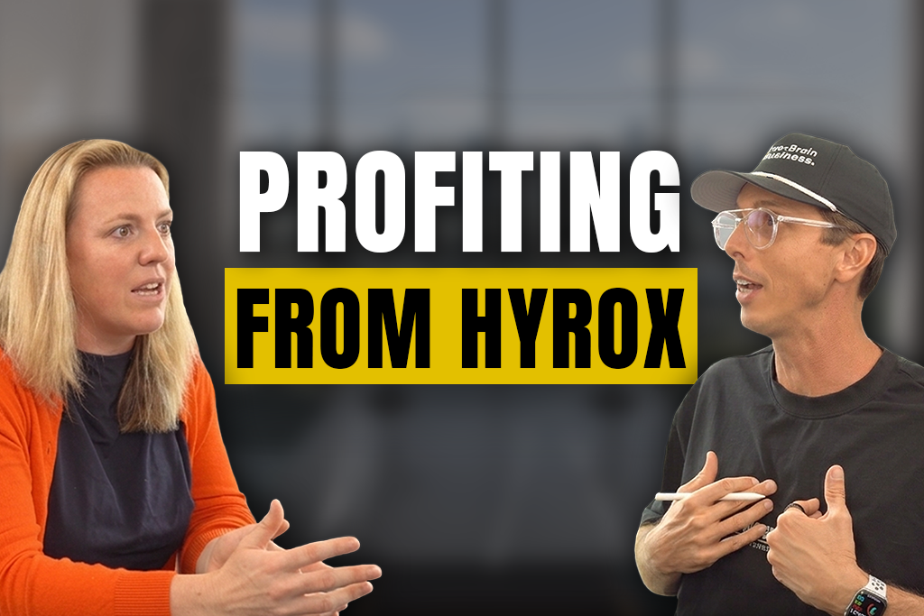 Gym owner Lisa Palmer and Two-Brain CEO John Franklin with text "profiting from HYROX"