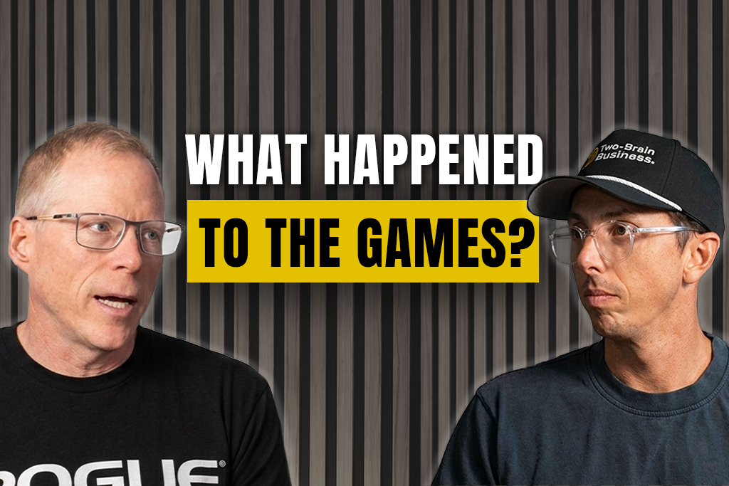 Two-Brain founder Chris Cooper and CEO John Franklin with text "What happened to the Games?"