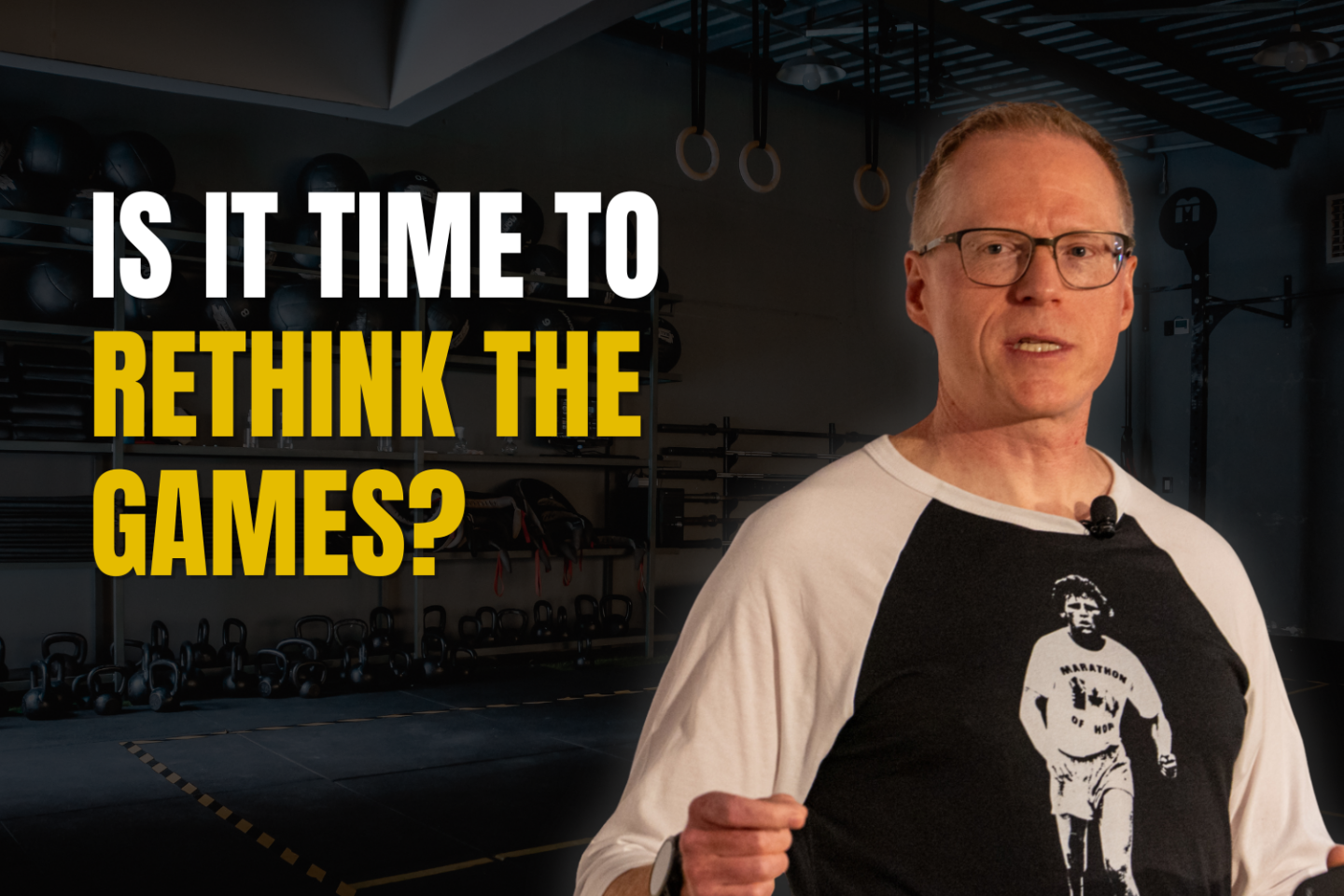 Two-Brain founder Chris Cooper with text "Is it time to rethink the Games" (CrossFit Games)