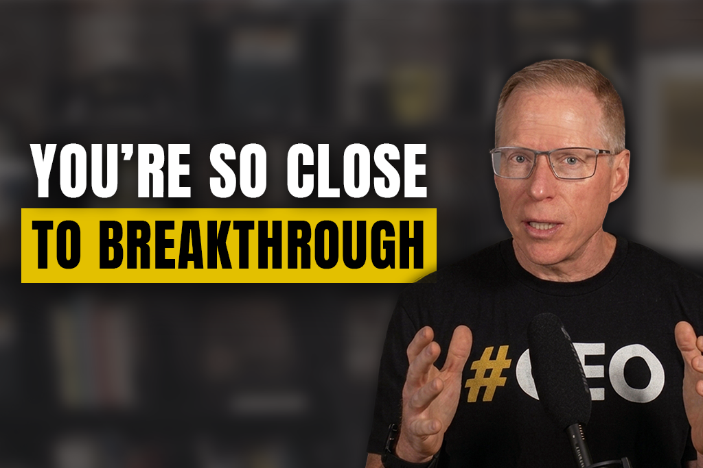 Two-Brain founder Chris Cooper and text "You're So Close to Breakthrough"