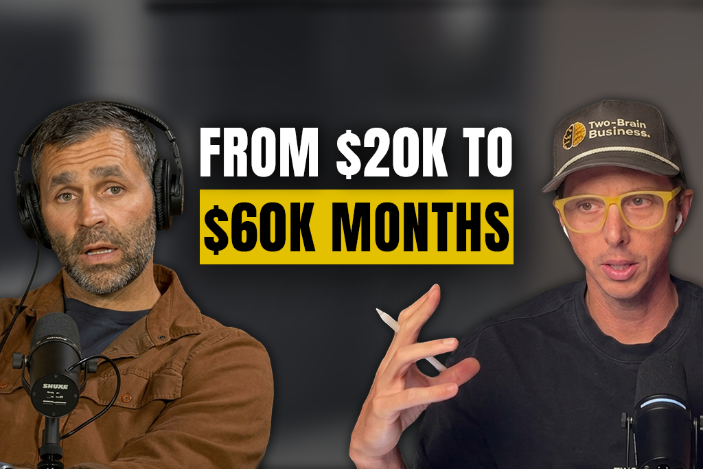 Gym owner Dan Purington and Two-Brain CEO John Franklin with text "FROM $20K TO $60K MONTHS"