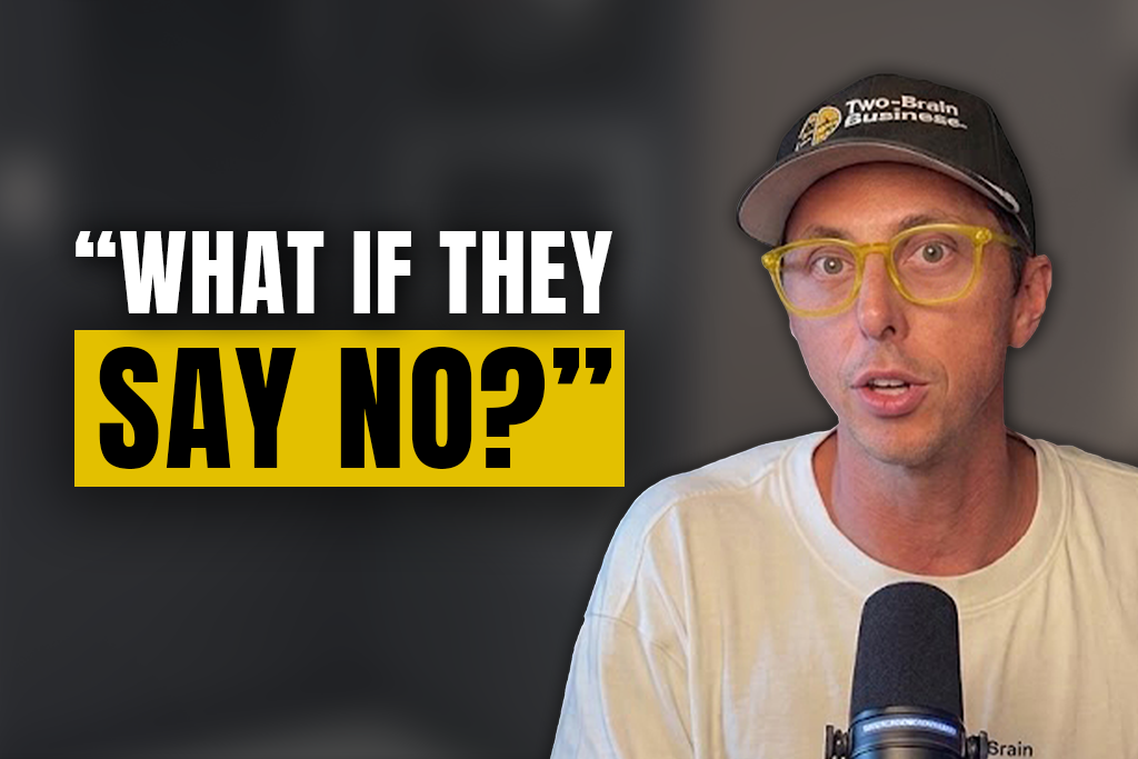 Two-Brain CEO John Franklin with text "'What if they say no?'"