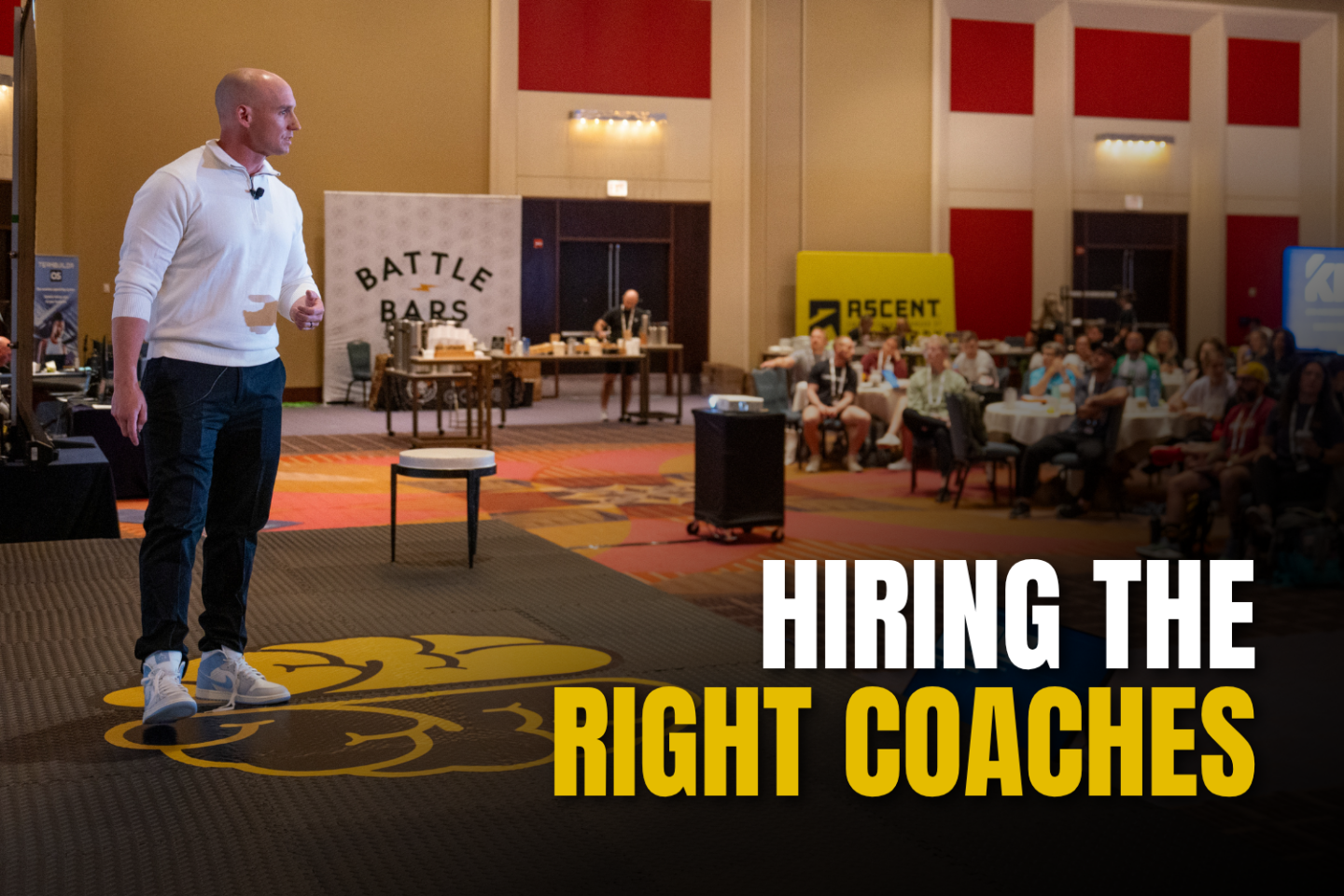 Gym owner and Two-Brain mentor Brian Bott with text "HIRING THE RIGHT COACHES"